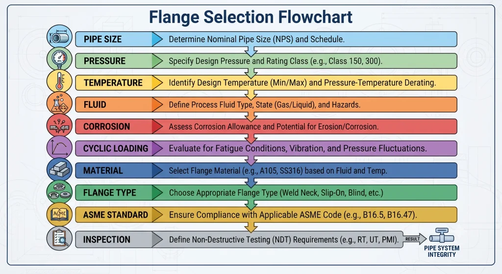 flange selection flowchart for industrial piping