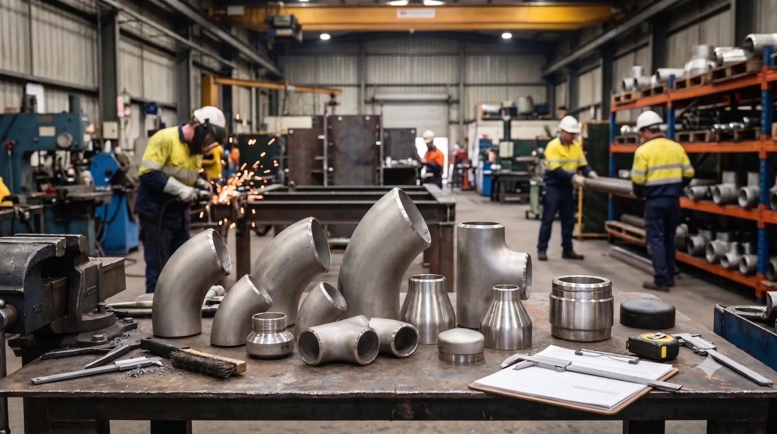 Pipe fittings types including elbows tees reducers and caps
